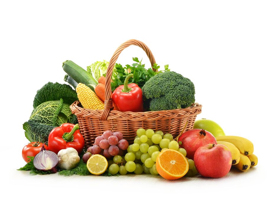 frutas y verduras frescas en una dieta